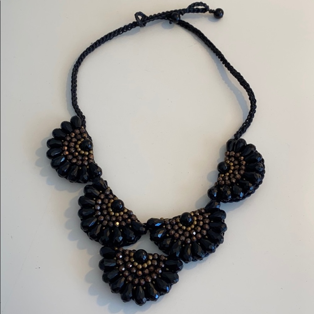 Black Bejeweled Statement Necklace